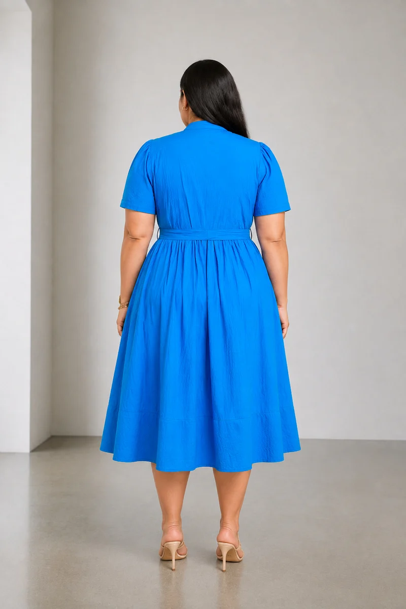 Velin|Cotton Belted Buttondown Midi Dress