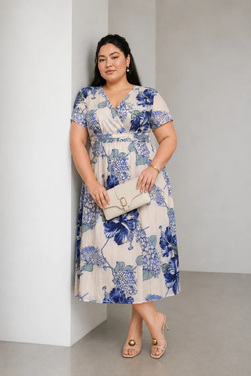 Aviel|Cotton Printed Wrap Midi Dress