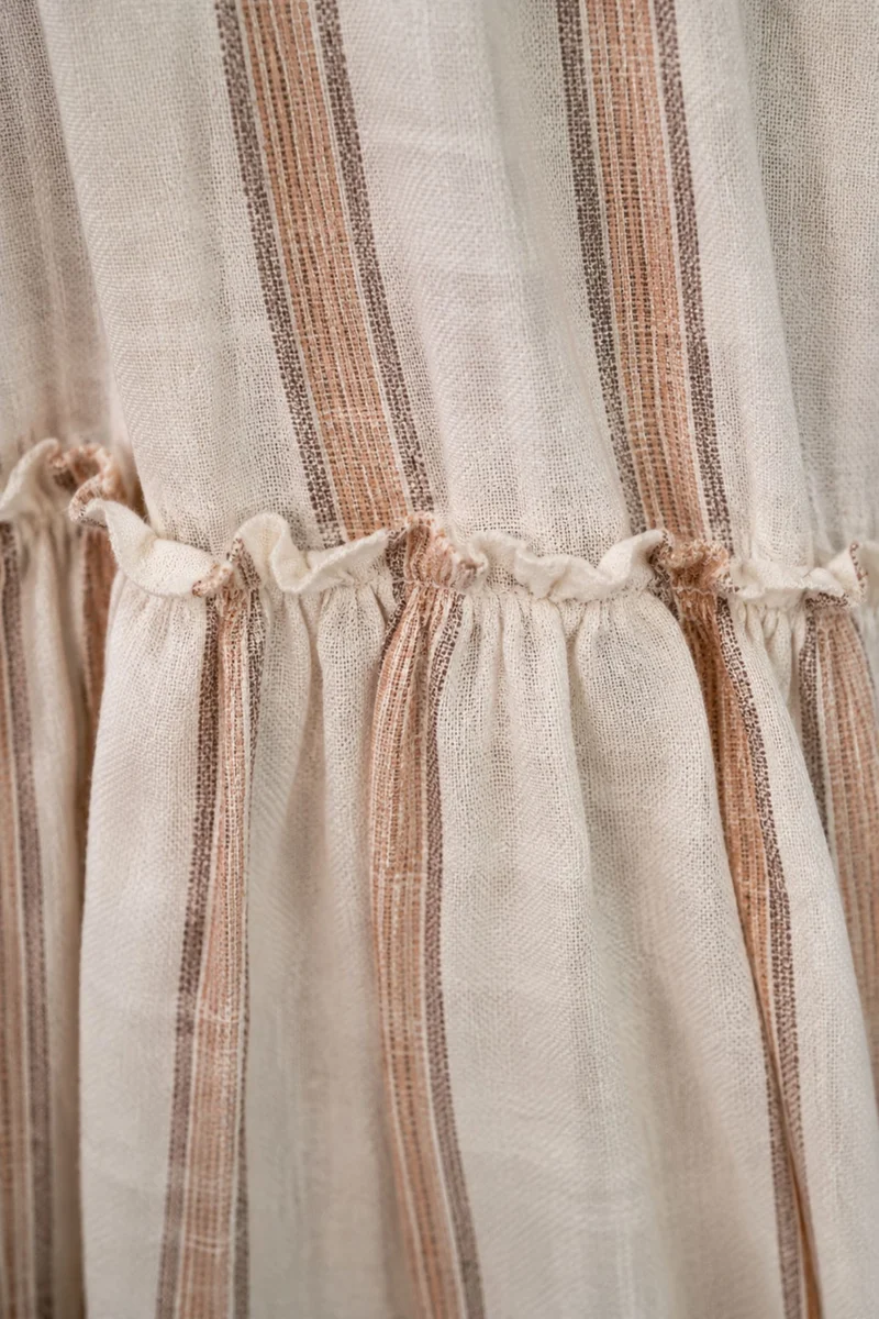 Vivra|Cotton Striped Ruffle Maxi Dress