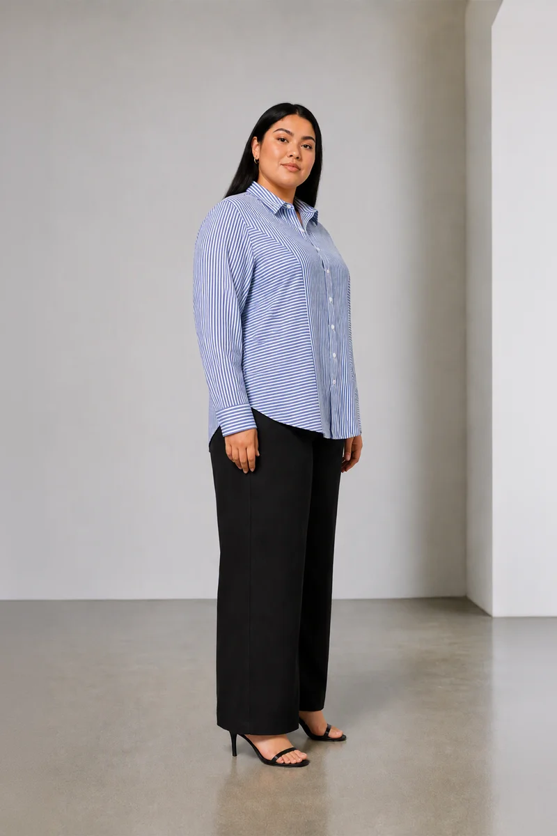 Lumen|Cotton Stripe Panelled Shirt