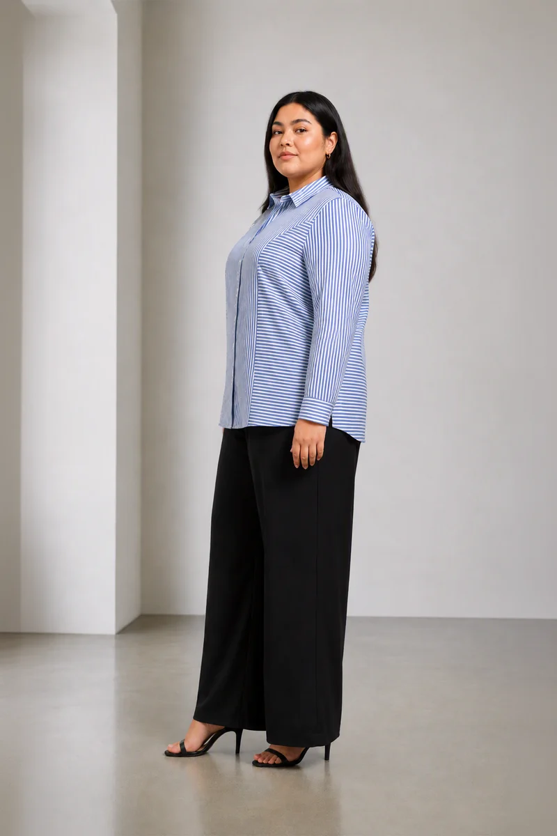 Lumen|Cotton Stripe Panelled Shirt