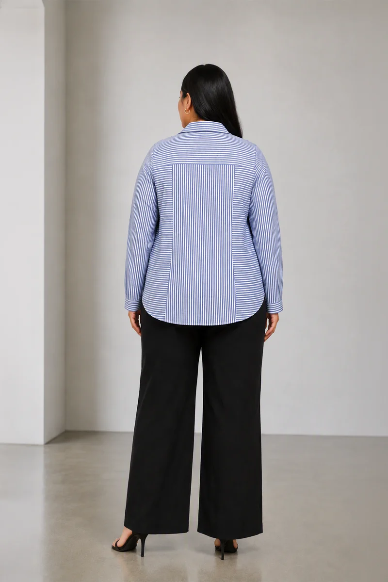 Lumen|Cotton Stripe Panelled Shirt