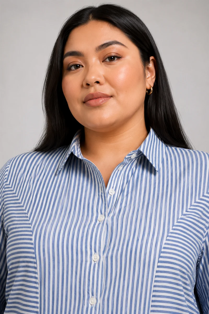Lumen|Cotton Stripe Panelled Shirt
