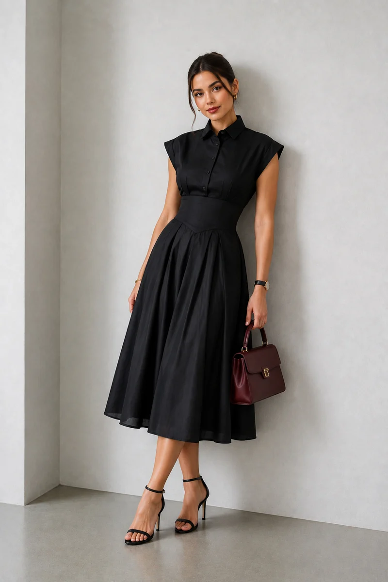 Mysa|Cotton Extended Sleeve Maxi Dress