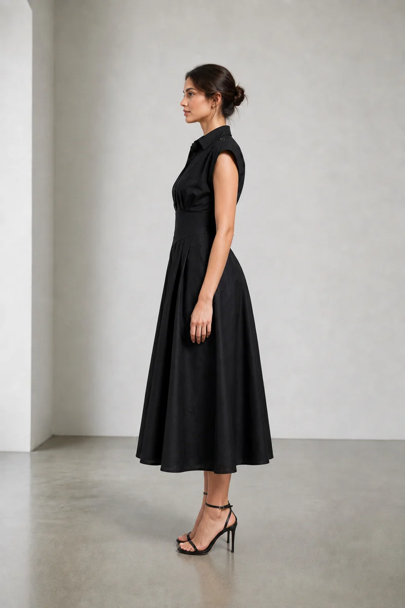 Mysa|Cotton Extended Sleeve Maxi Dress