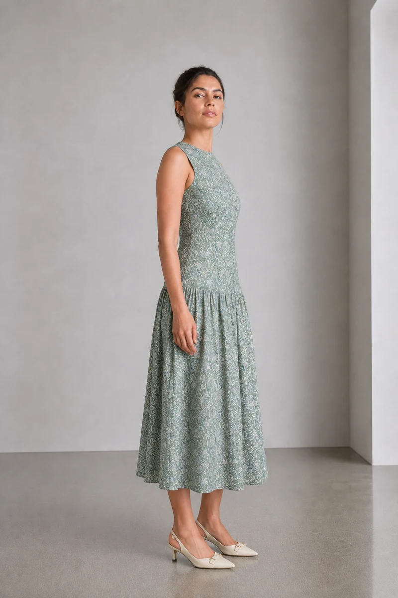 Verdia|Viscose Side Waist Cutout Dress