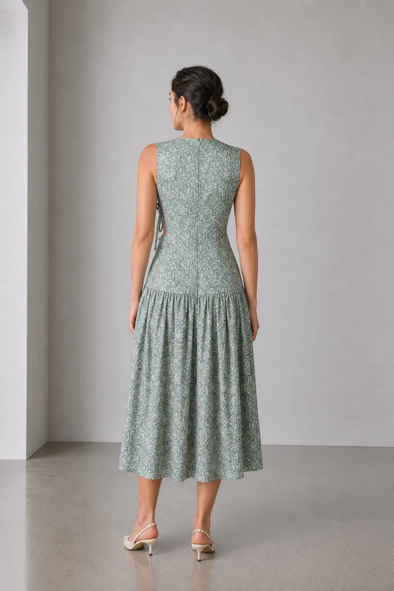 Verdia|Viscose Side Waist Cutout Dress