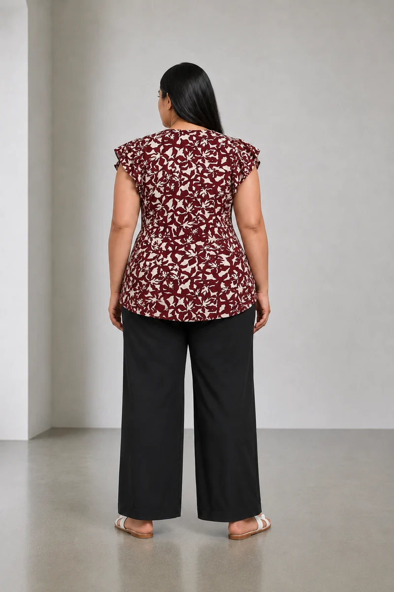Mareo|Viscose Pleated Peplum Top