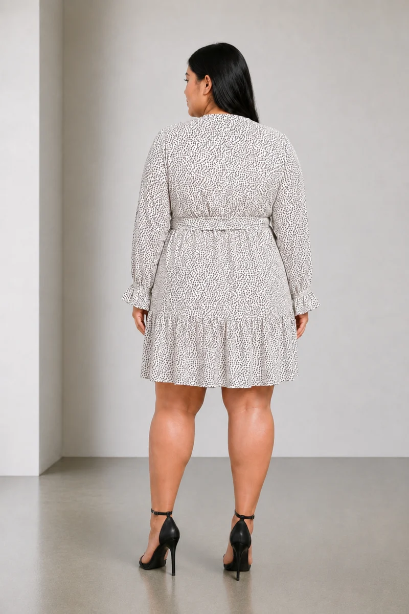 Valea|Cotton Ruffle Detail Shirt Dress