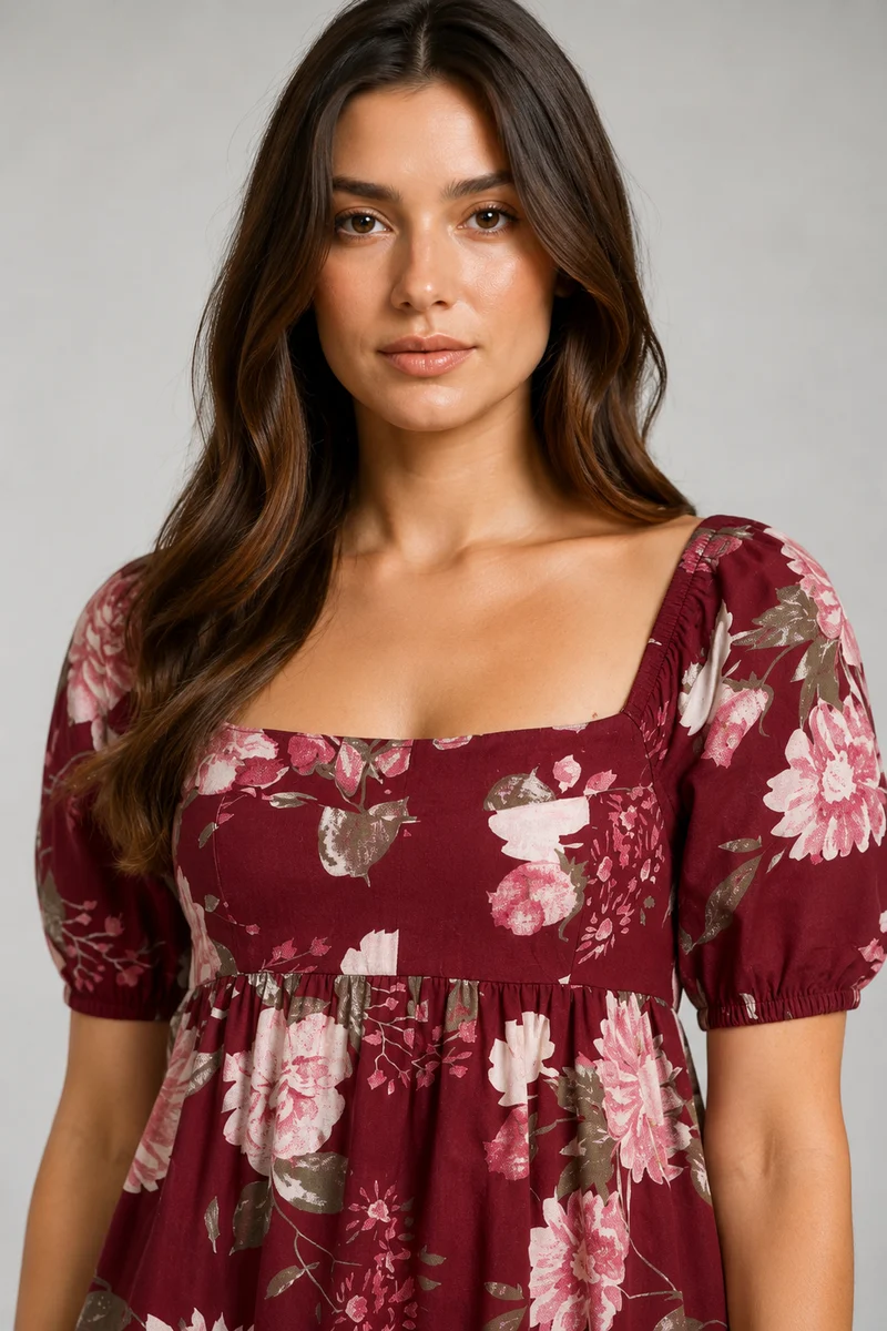 Rivena|Cotton Sweetheart Neck Tiered Mini Dress