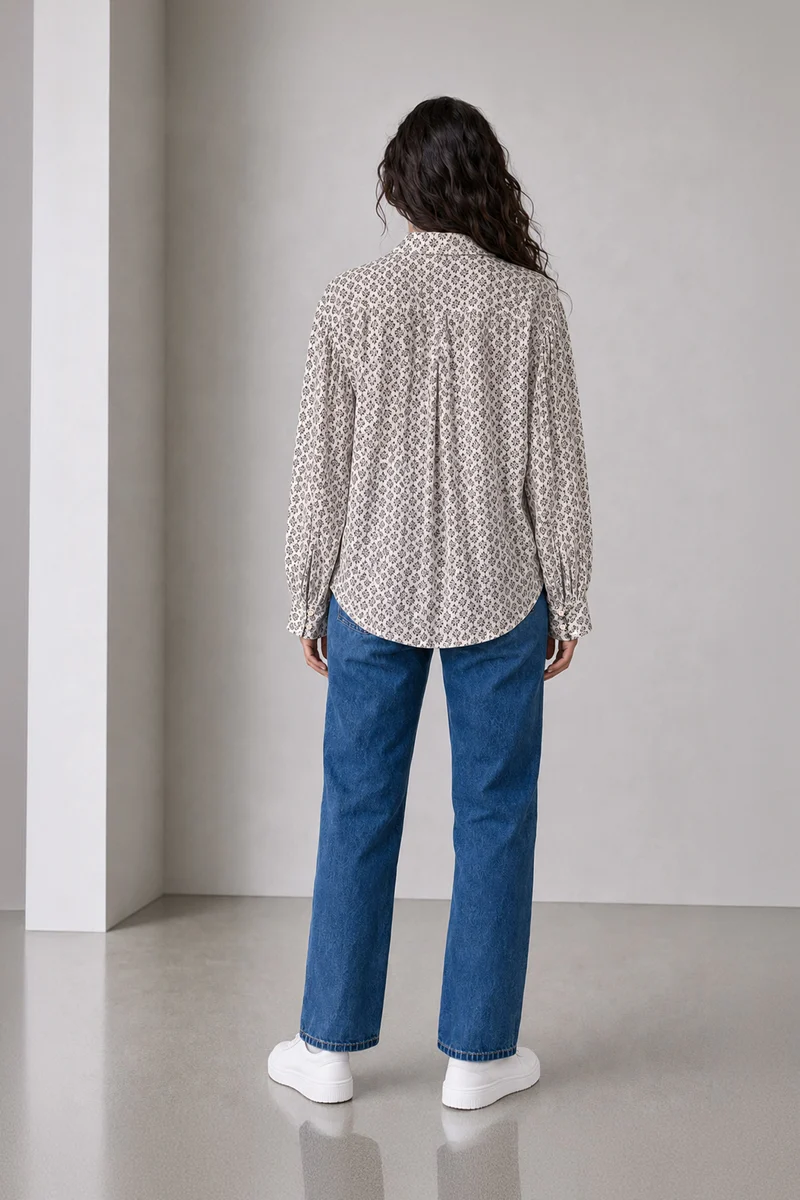 Celvia|Viscose Printed Relaxed Shirt
