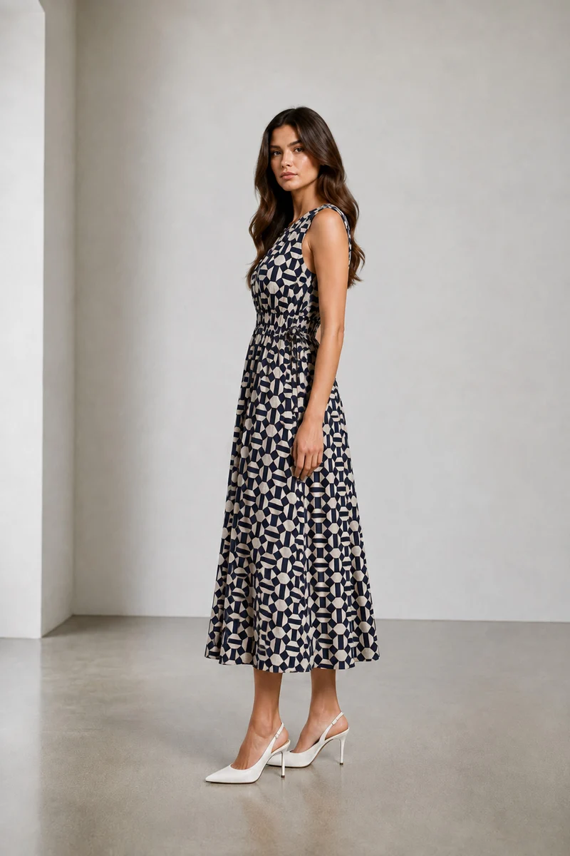 Marn|Cotton Waist Tie Up Midi Dress