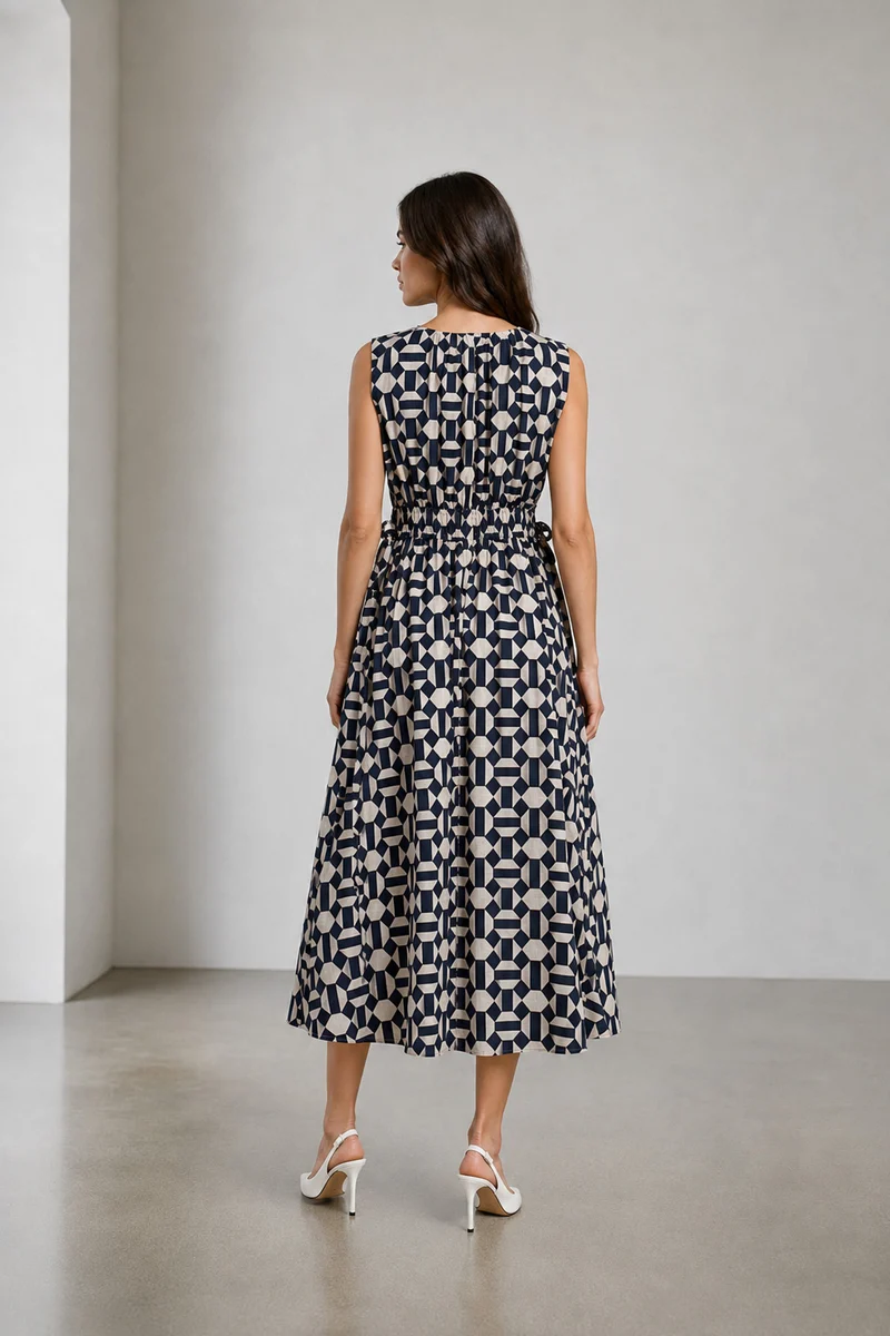 Marn|Cotton Waist Tie Up Midi Dress