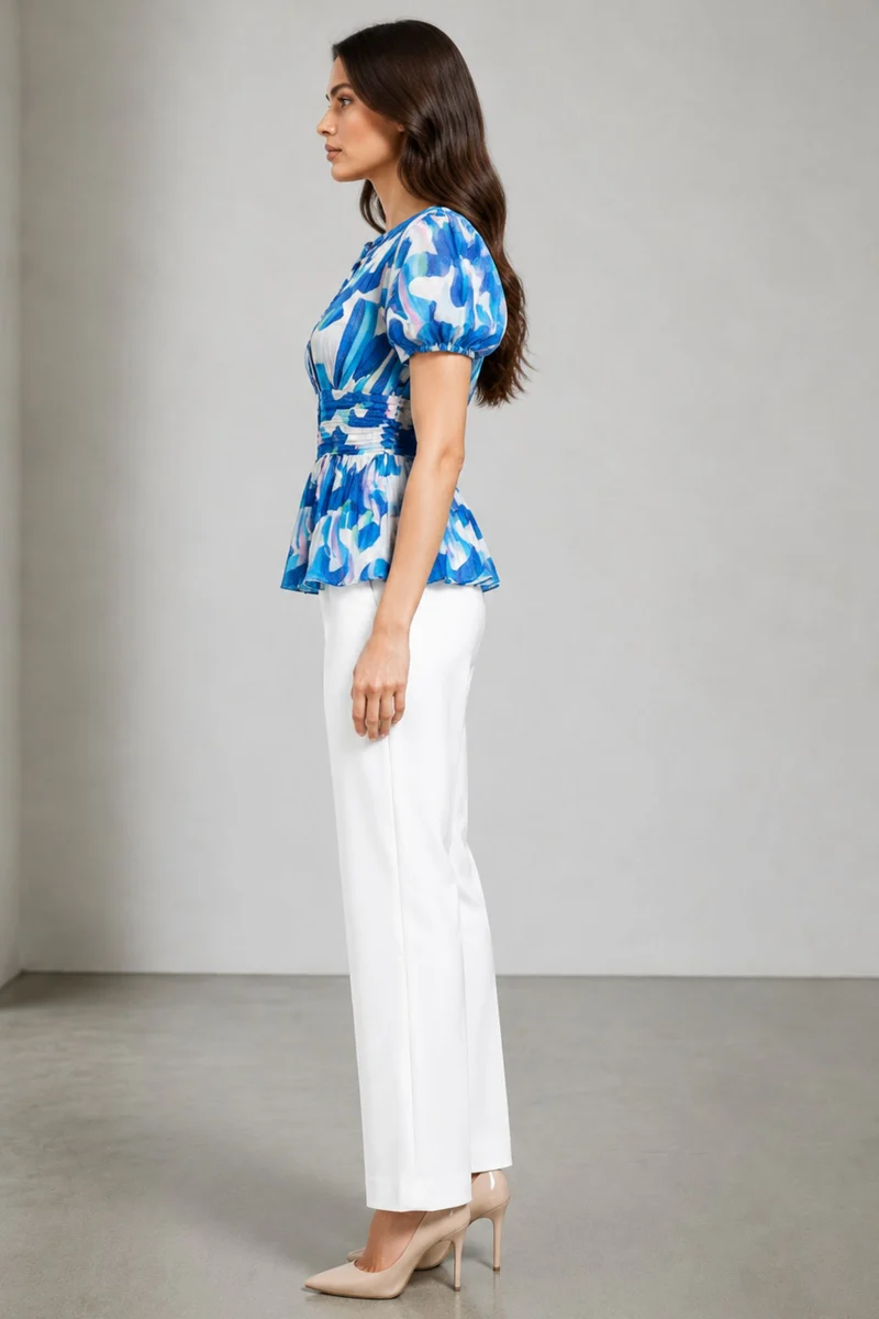Avori|Cotton Pintuck Detail Peplum Top