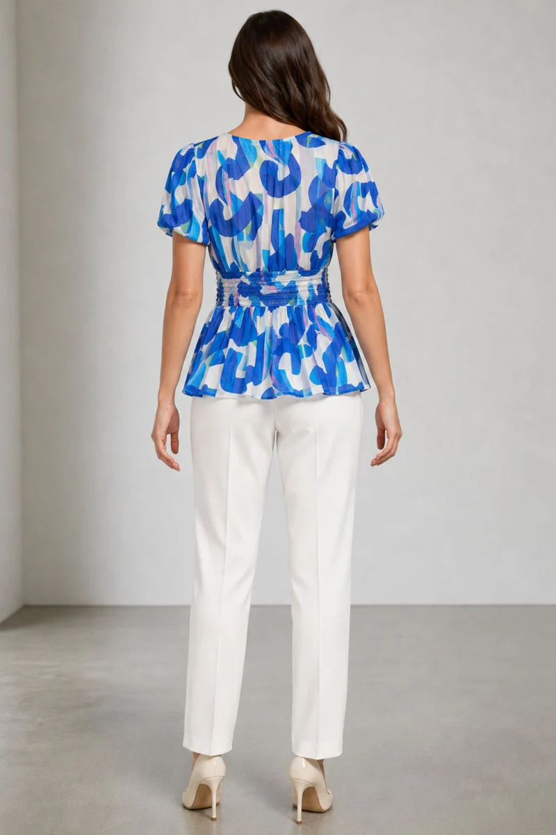 Avori|Cotton Pintuck Detail Peplum Top