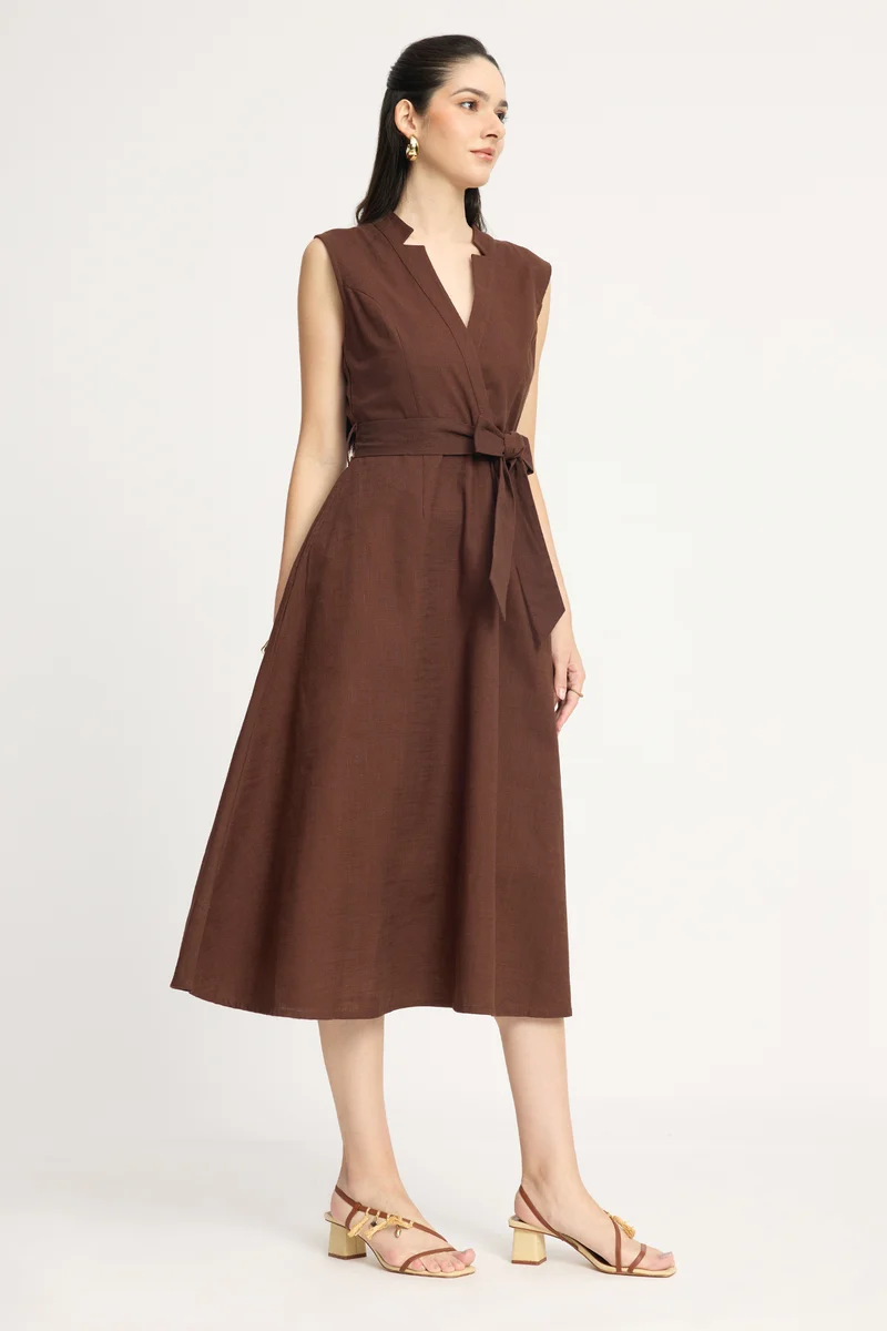 Kranu|100% Cotton Sleeveless Wrap Maxi Dress
