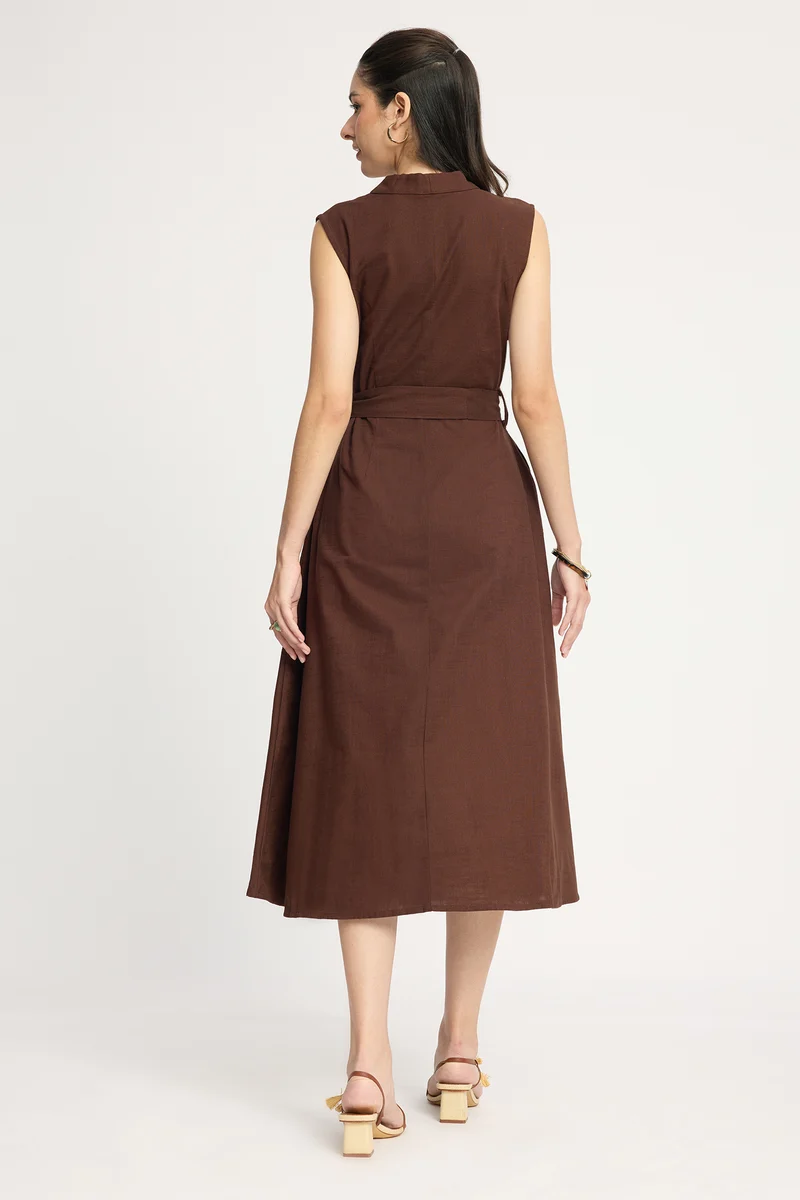 Kranu|100% Cotton Sleeveless Wrap Maxi Dress