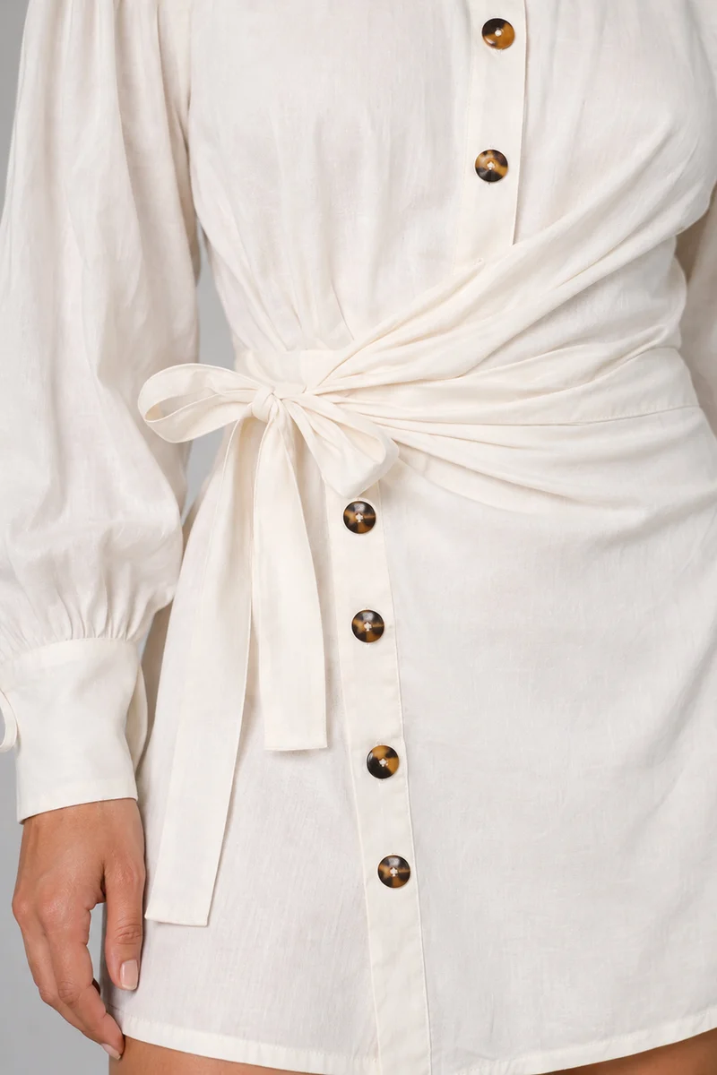 Niora|Cotton Asymmetric Wrap Mini Dress