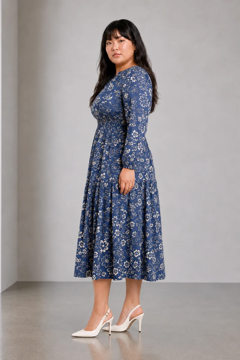 Serea|Viscose Smocked Waist Maxi Dress