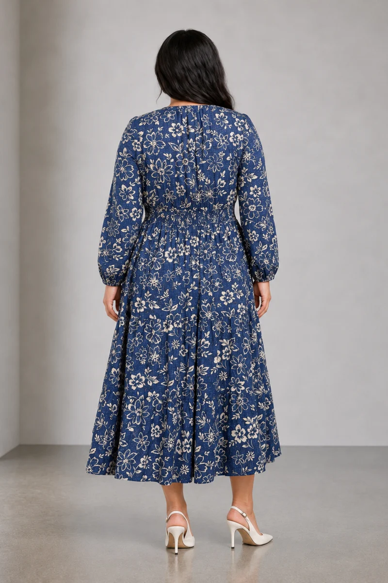 Serea|Viscose Smocked Waist Maxi Dress
