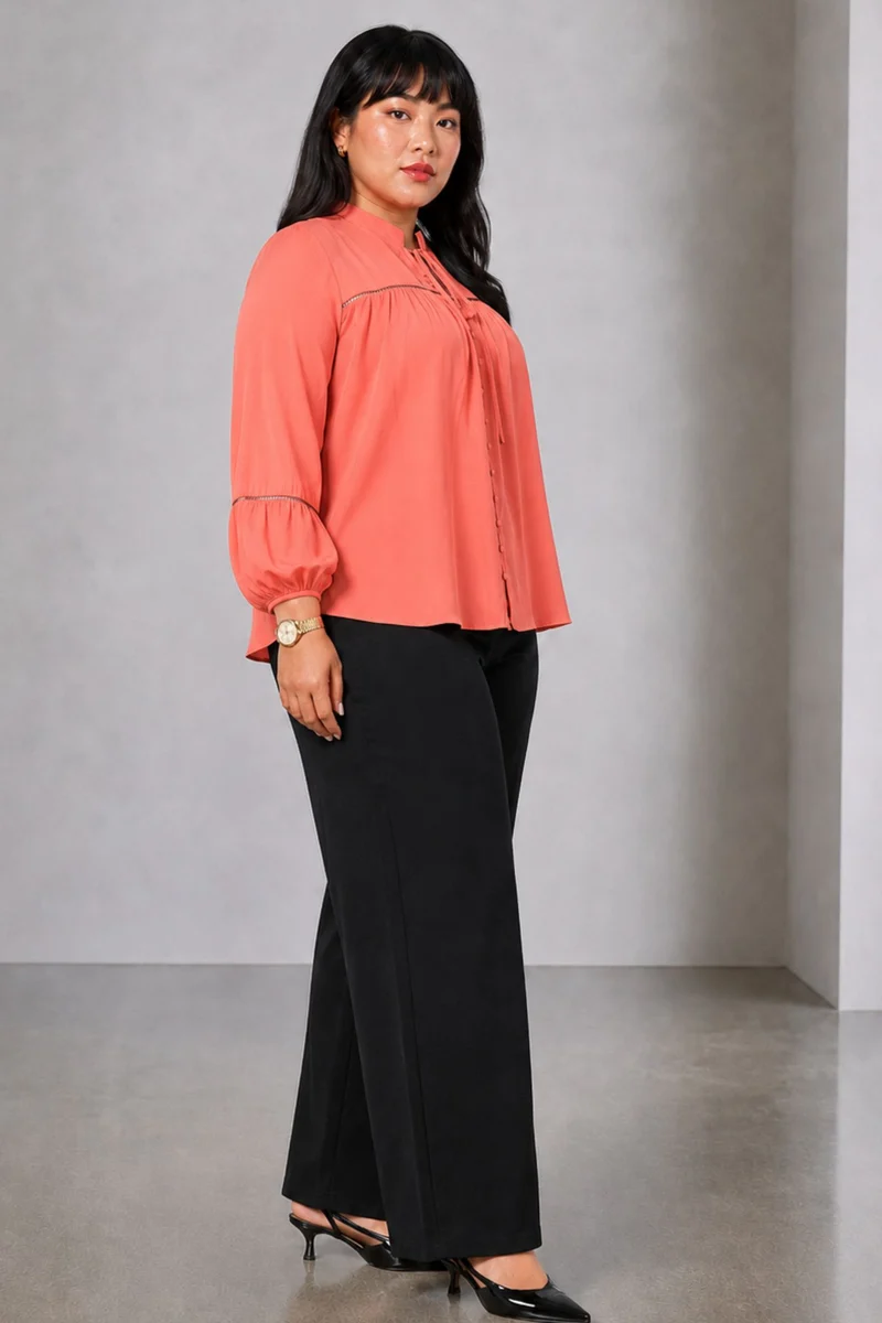 Tavila|Viscose Top With Lace Insert