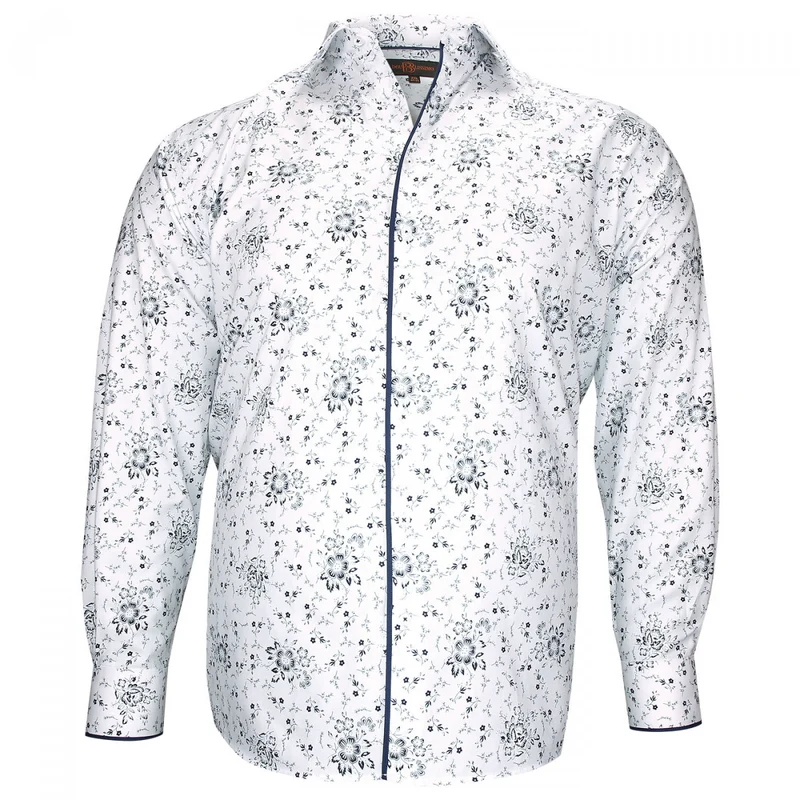 Chemise homme grande taille tissu imprimé coupe droite FIORBLU Doublissimo
