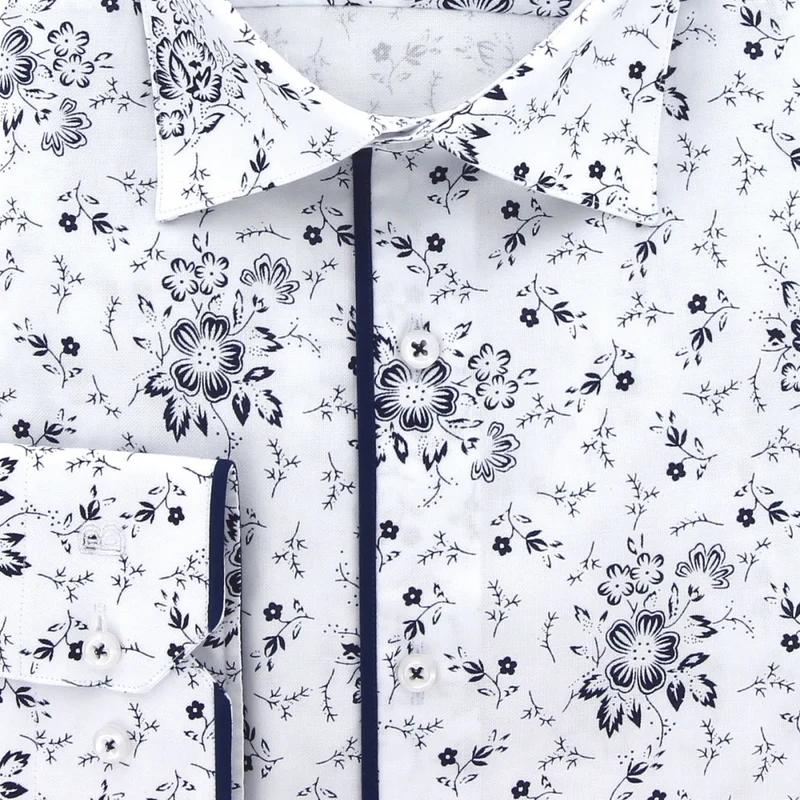 Chemise homme grande taille tissu imprimé coupe droite FIORBLU Doublissimo