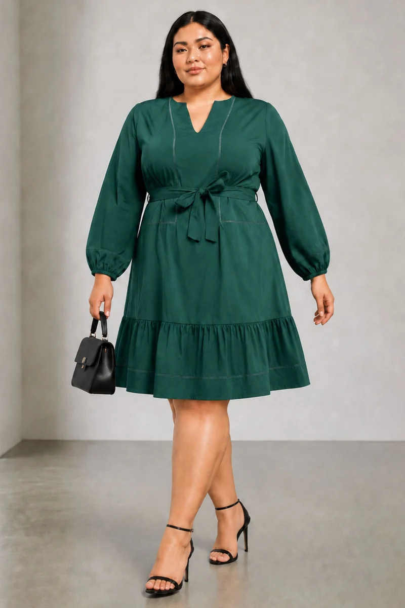 Avelli|Cotton Puff Sleeves Mini Dress