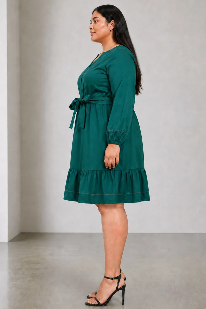 Avelli|Cotton Puff Sleeves Mini Dress