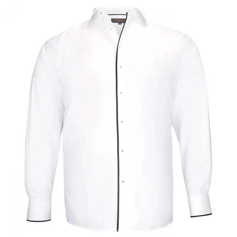 Chemise homme grande taille tissu uni et galon coupe droite BORNERO Doublissimo