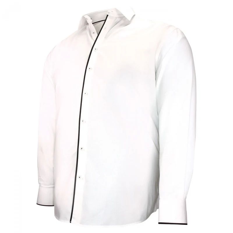 Chemise homme grande taille tissu uni et galon coupe droite BORNERO Doublissimo