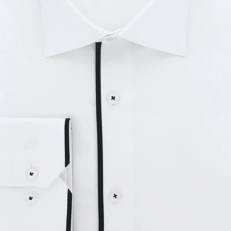 Chemise homme grande taille tissu uni et galon coupe droite BORNERO Doublissimo