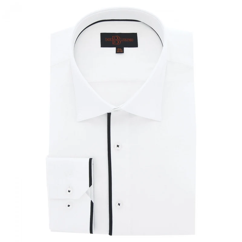 Chemise homme grande taille tissu uni et galon coupe droite BORNERO Doublissimo