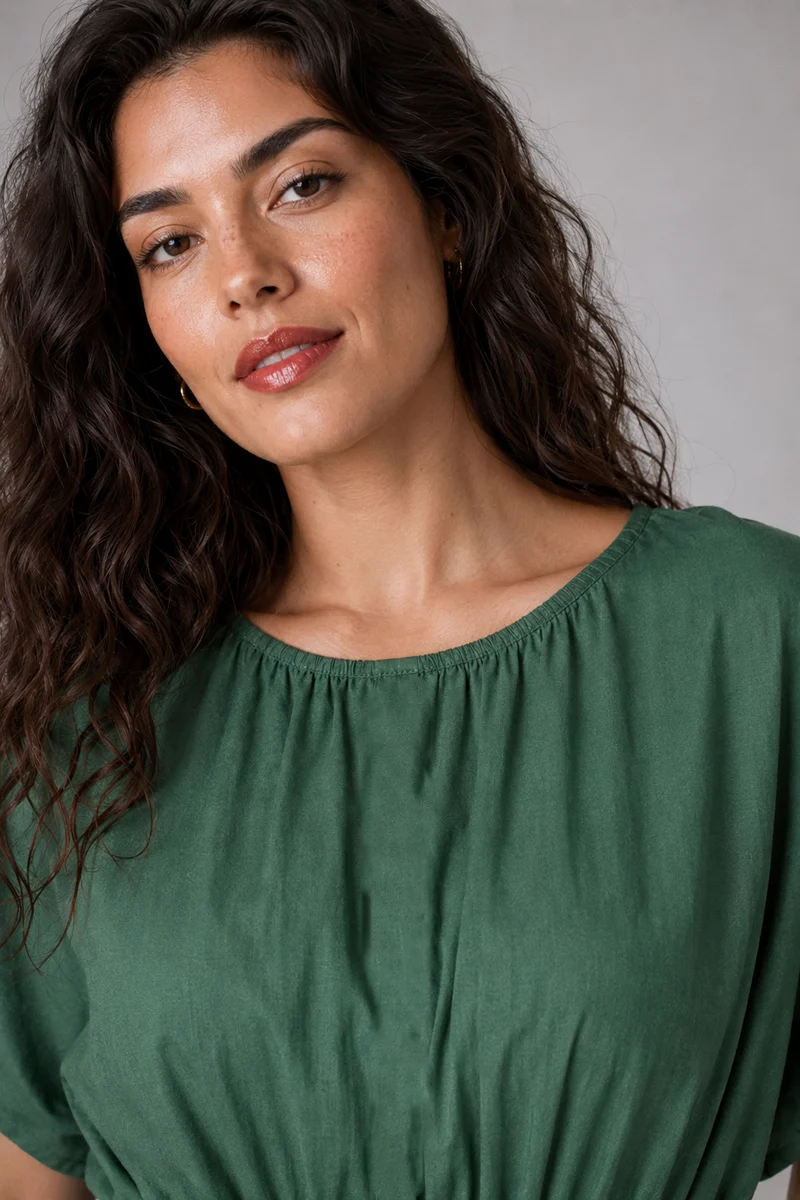 Nella|Cotton Smocked Waist Peplum Top