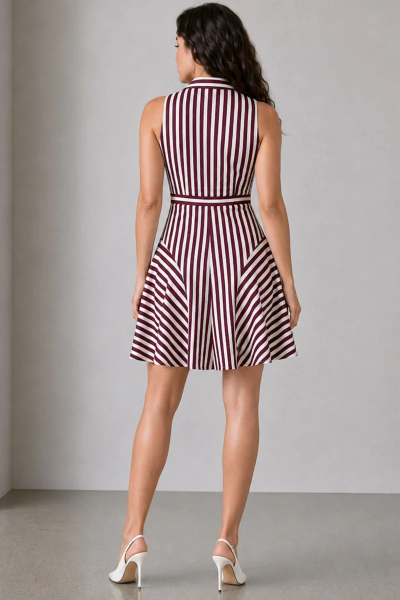 Brivan|Cotton Stripped Mini Shirt Dress