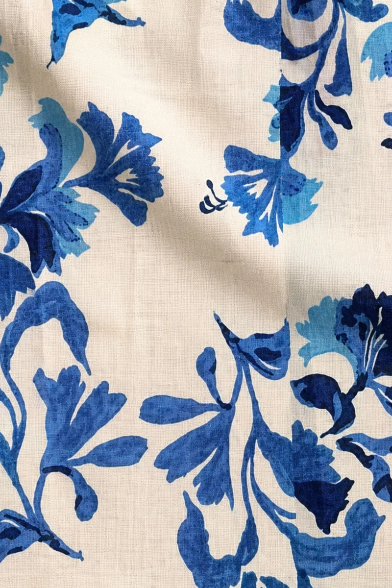 Floren|Cotton Floral Print Fit Flare Midi Dress