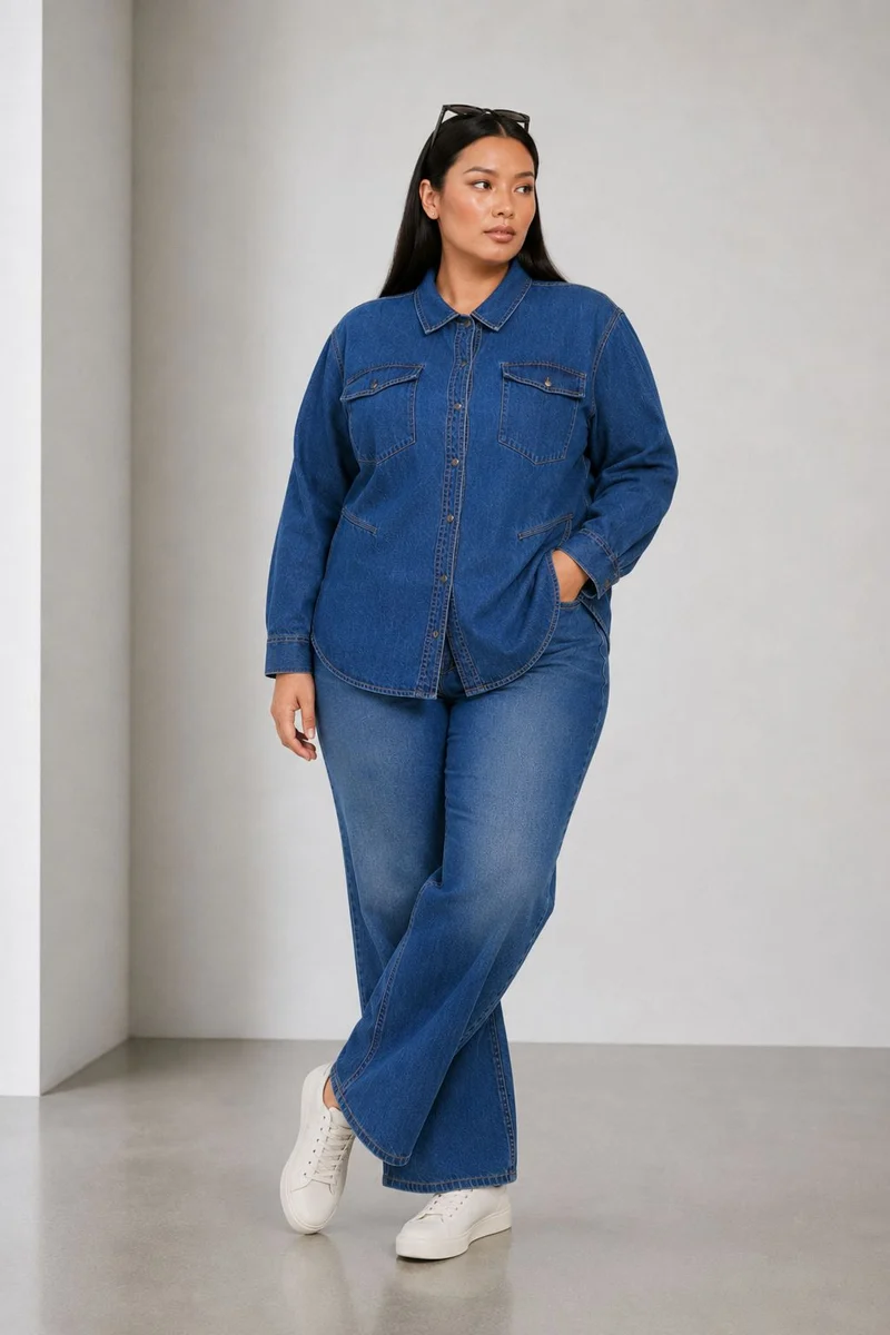 Nimaya|100% Cotton Denim Shirt With Slit Design