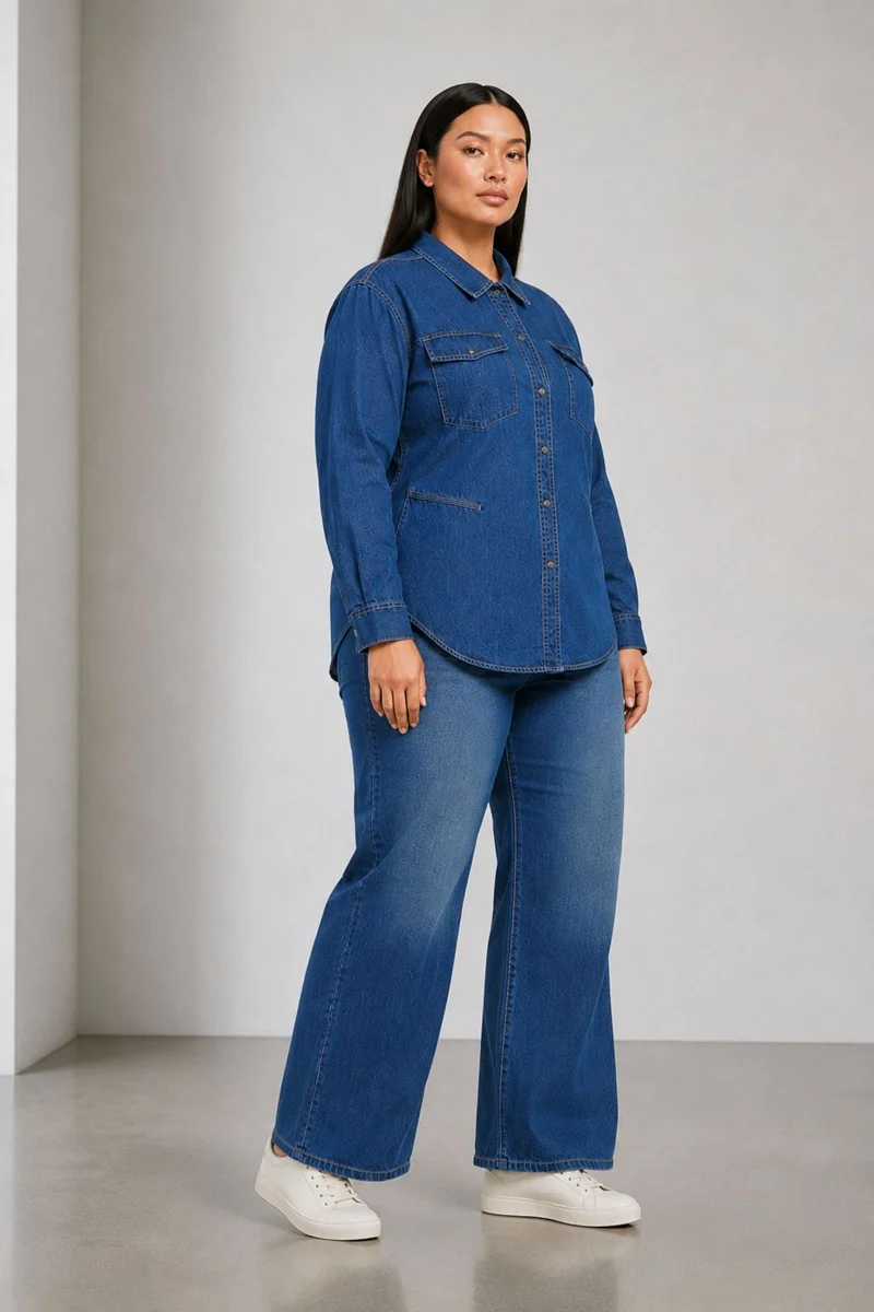 Nimaya|100% Cotton Denim Shirt With Slit Design