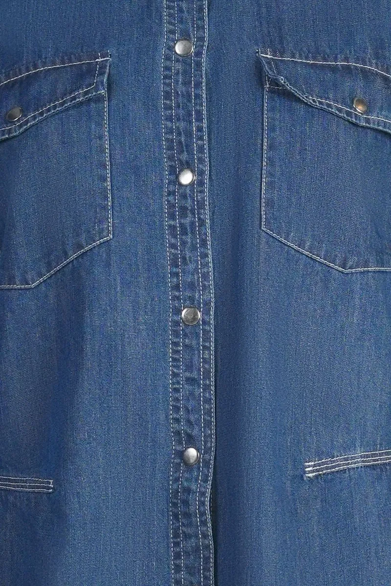 Nimaya|100% Cotton Denim Shirt With Slit Design