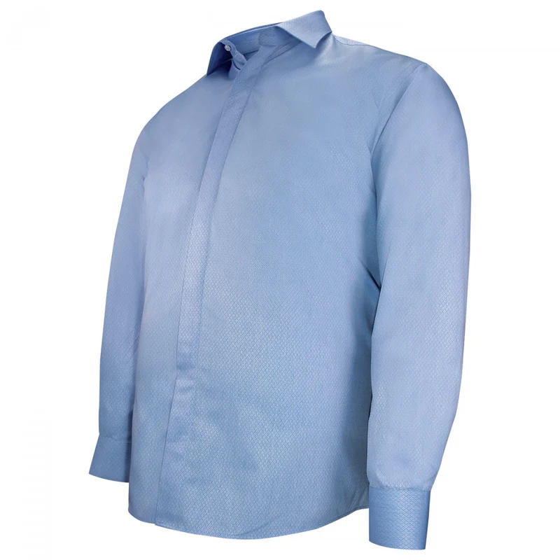 Chemise homme grande taille tissu texturé à gorge cachée coupe droite DINOZZE Doublissimo