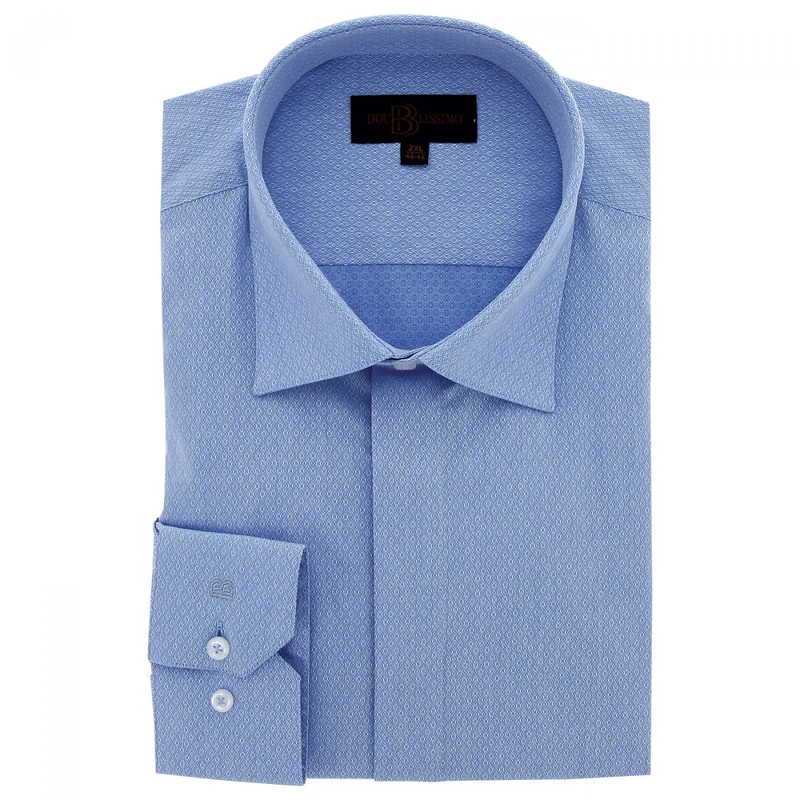 Chemise homme grande taille tissu texturé à gorge cachée coupe droite DINOZZE Doublissimo