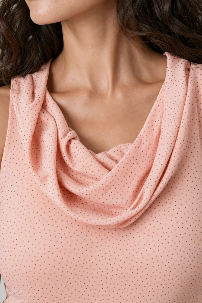Varel|Viscose Cowl Neck Panelled Midi Dress