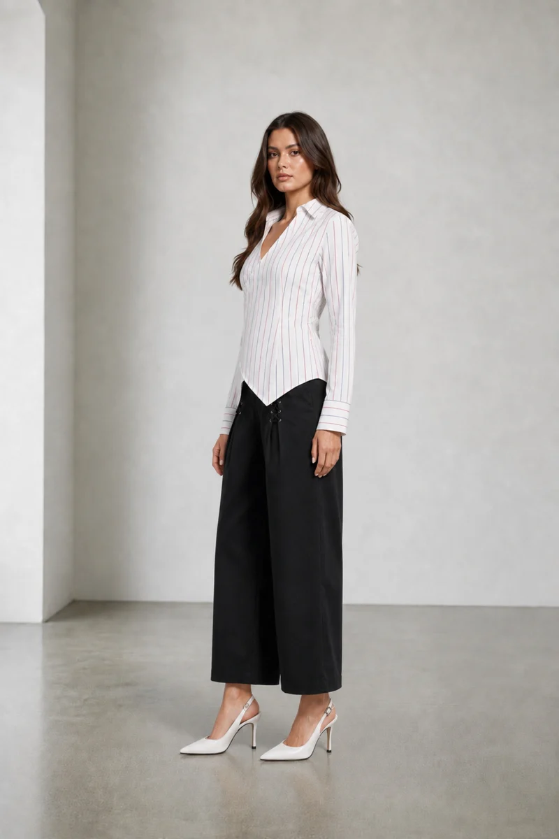 Arlis|Cotton Stripped Wrap Shirt