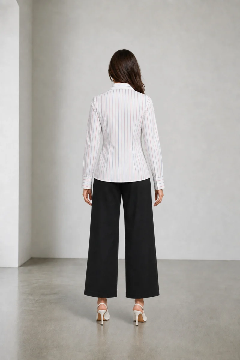 Arlis|Cotton Stripped Wrap Shirt