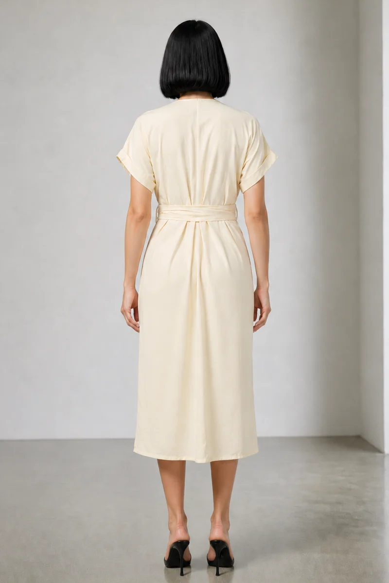 Almea|Viscose Wrap Midi Dress