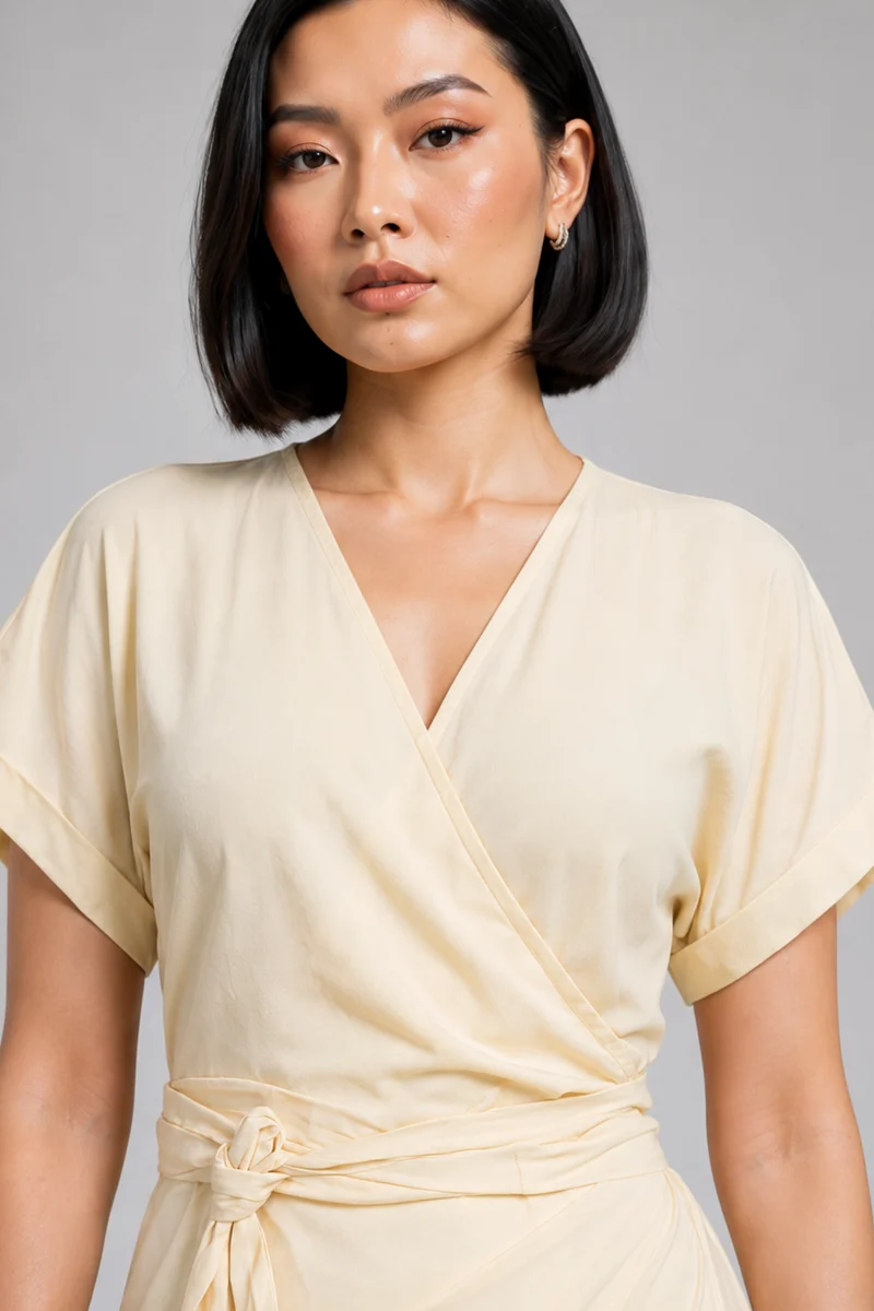 Almea|Viscose Wrap Midi Dress