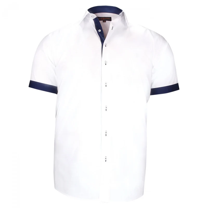 Chemise homme grande taille grande taille à tissu uni contrasté coupe droite RIVERA Doublissimo