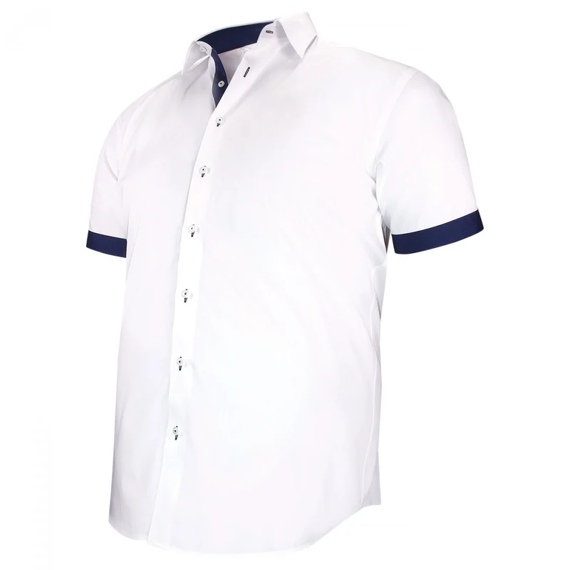 Chemise homme grande taille grande taille à tissu uni contrasté coupe droite RIVERA Doublissimo