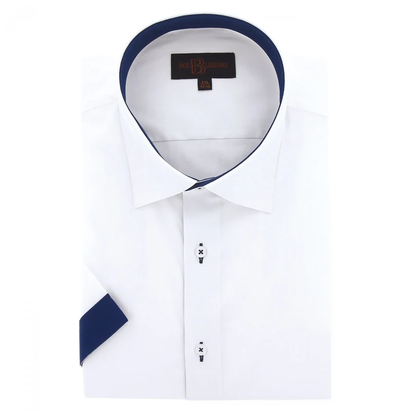 Chemise homme grande taille grande taille à tissu uni contrasté coupe droite RIVERA Doublissimo