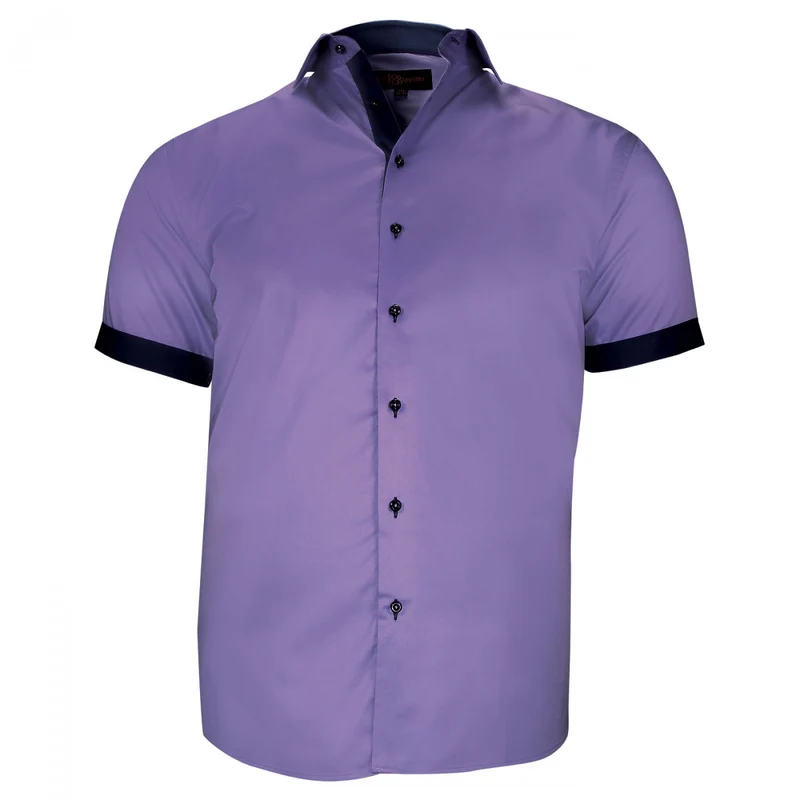 Chemise homme grande taille grande taille à tissu uni contrasté coupe droite VIOSSO Doublissimo
